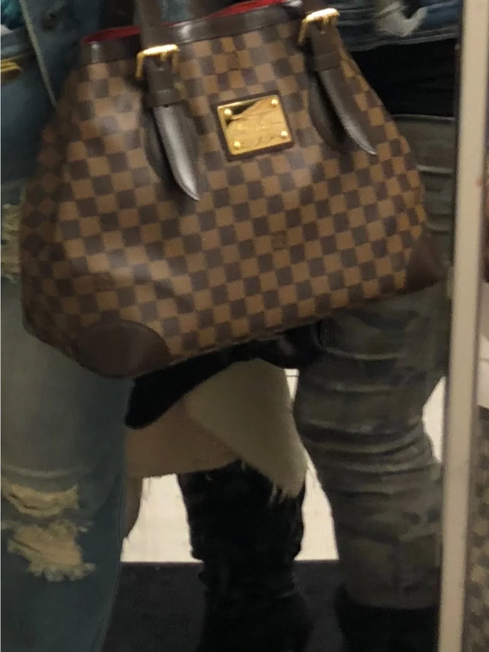 Louis Vuitton Red Interior with Dark Brown Leather Trim